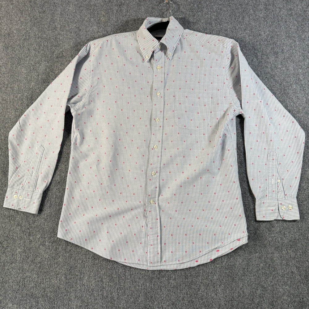 Brooks Brothers 1818 Madison Striped Button Down Dress‎ Shirt Red Accents Mens M